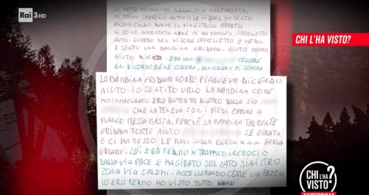 La lettera del testimone anonimo su Denise Pipitone