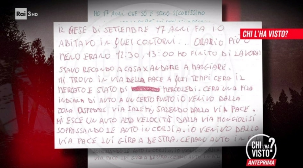 La lettera del testimone anonimo su Denise Pipitone 