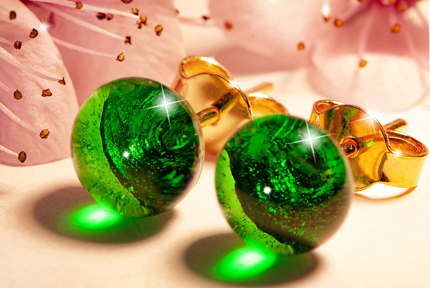 Orecchini Verde smeraldo in vetro di Murano
