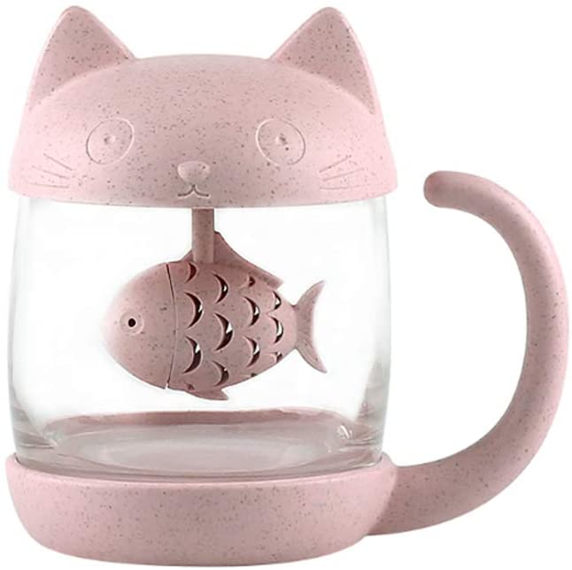 Tazza da tè a forma di gatto con infusore a forma di pesce