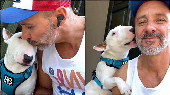 Cane riceve un bacio sul naso