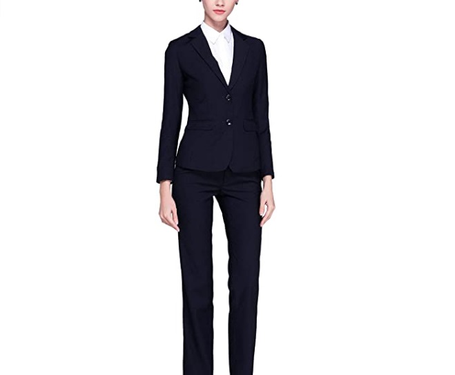 Tailleur elegante da donna Rojeam con pantalone e giacca blazer