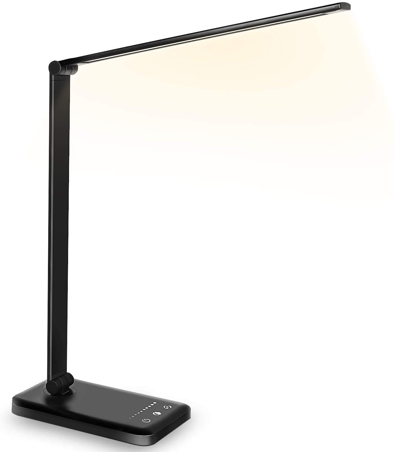 Desk lamp with eye protection function, 10 brightness levels, 5 lighting modes and USB charging port