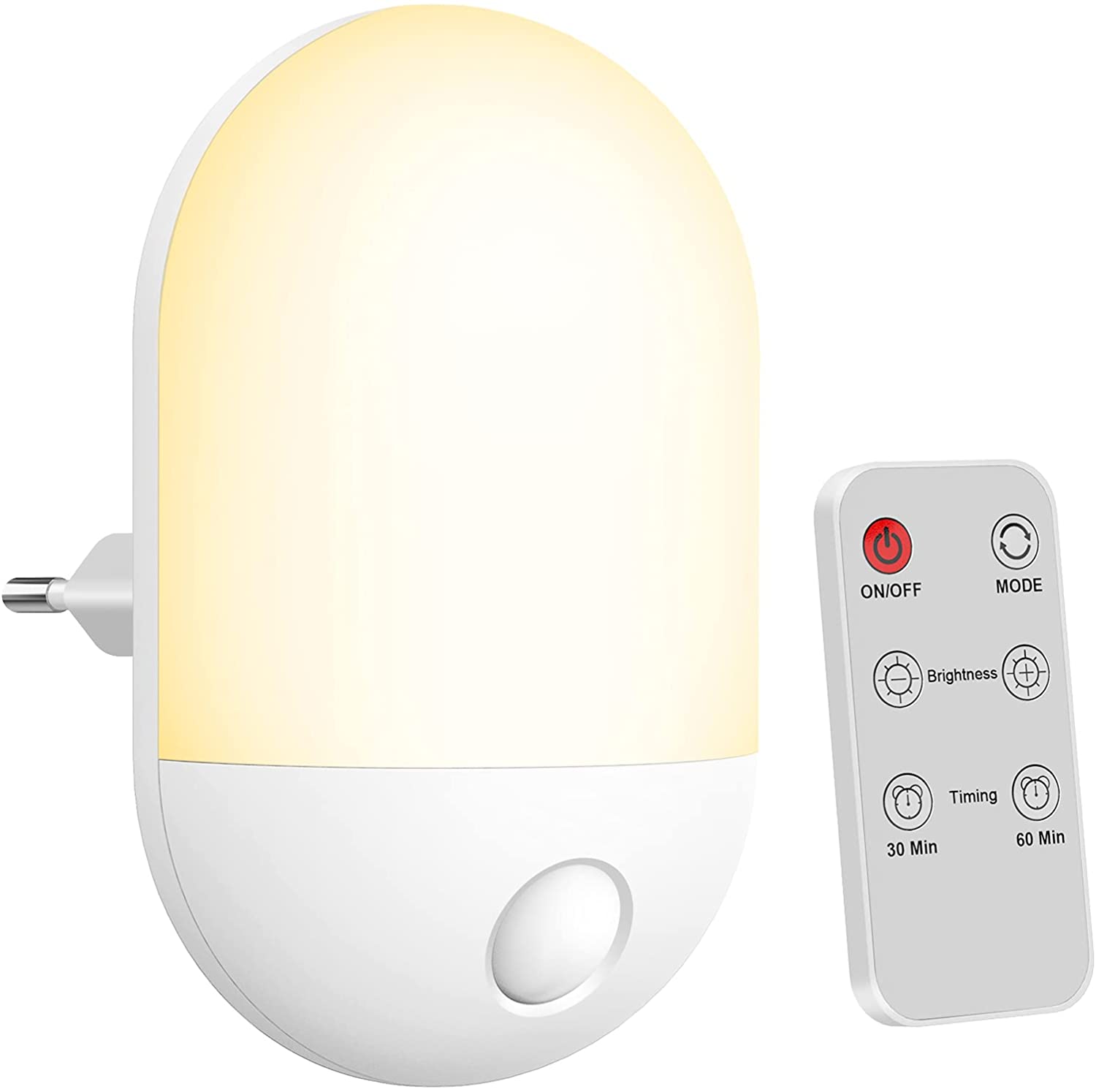 Luce notturna per bambini telecomandata con funzione timer, luca calda e bianca con tre livelli di luminosità regolabili
