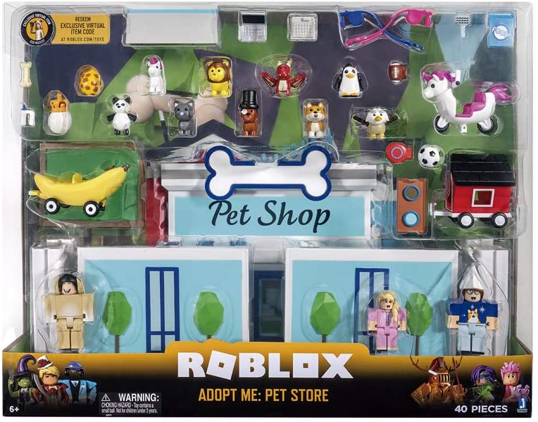 Roblox Celebrity Deluxe Set da gioco Adopt Me Pet Store con 3 personaggi di gioco, 9 animali, accessori e codice di gioco per bambini a partire dai 6 anni