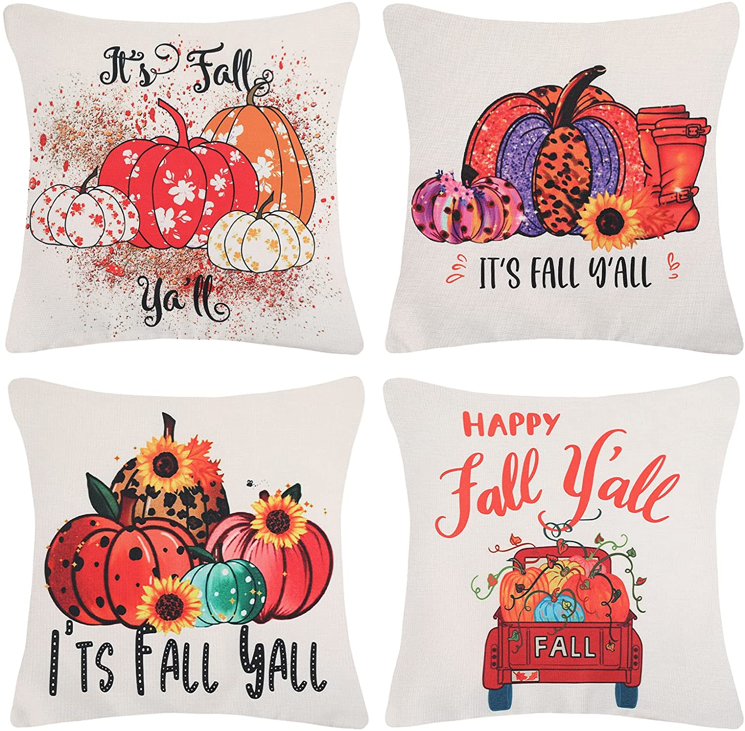 Set di 4 cuscini con decorazioni d'autunno per la casa per il letto o per il divano