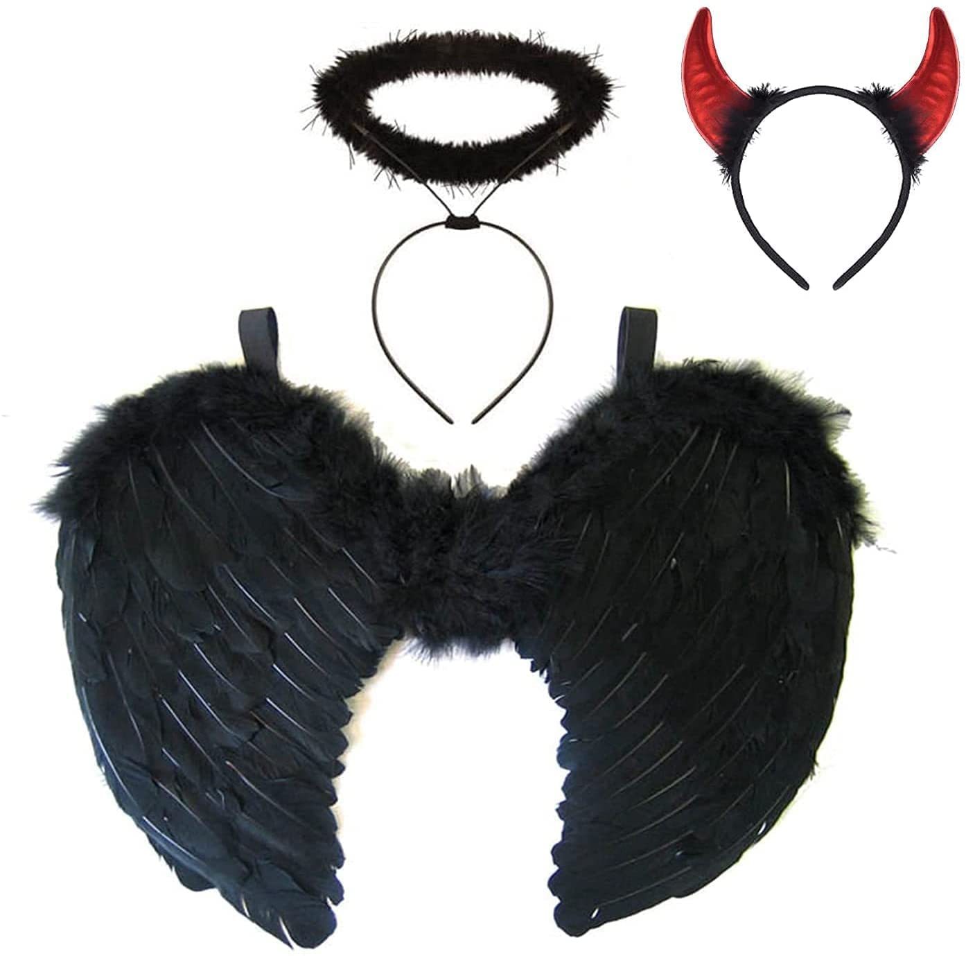 Sranin headband with angel's halo and devil horns ideal for Halloween