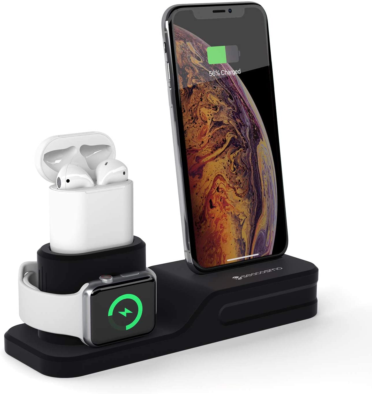 Stand 3 in 1 in silicone con ricaricatore incluso per Apple Watch, AirPods e iPhone