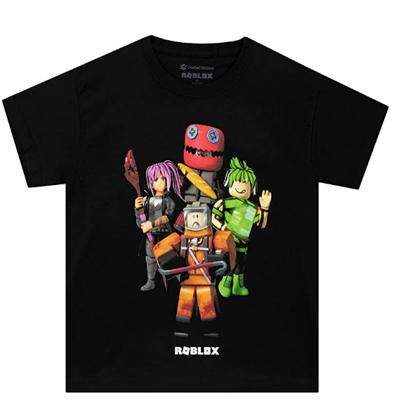 T-shirt Roblox per ragazzi nera con disegno frontale disponibile in diverse taglie