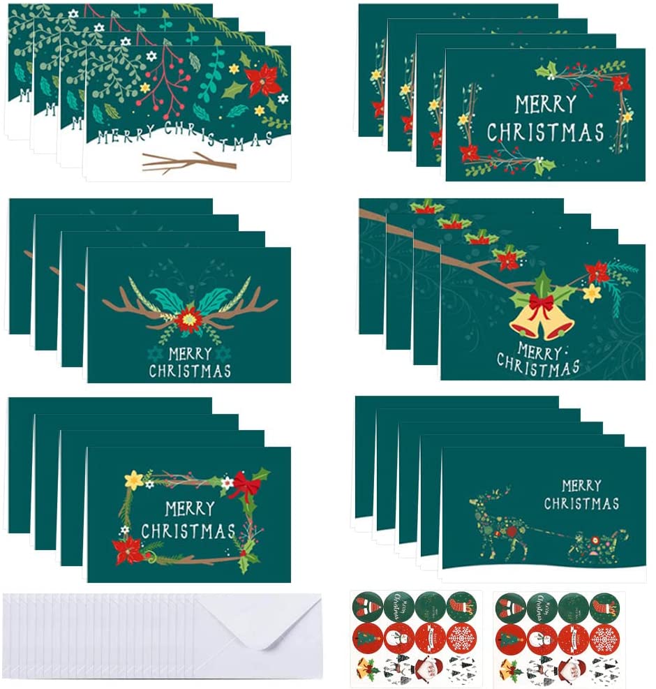 24 Set Biglietto Auguri Natale con Buste, Cartoline Di Natale