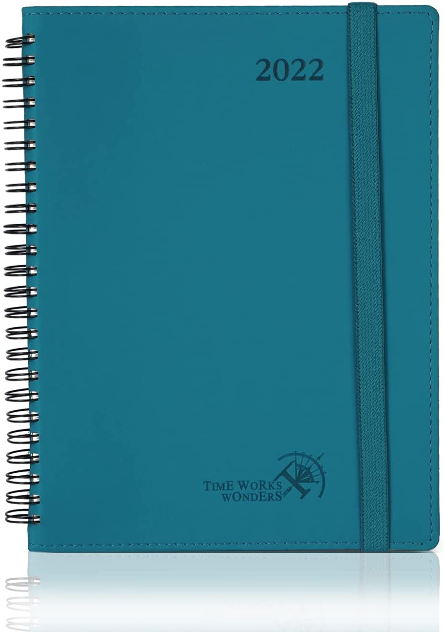 Agenda 2022 Settimanale 21,5 x 16,5 cm - Planner 2022 Verticale con Intervallo Orario, Pagine di Note e Contatto, Copertina Morbida in Pelle Vegana