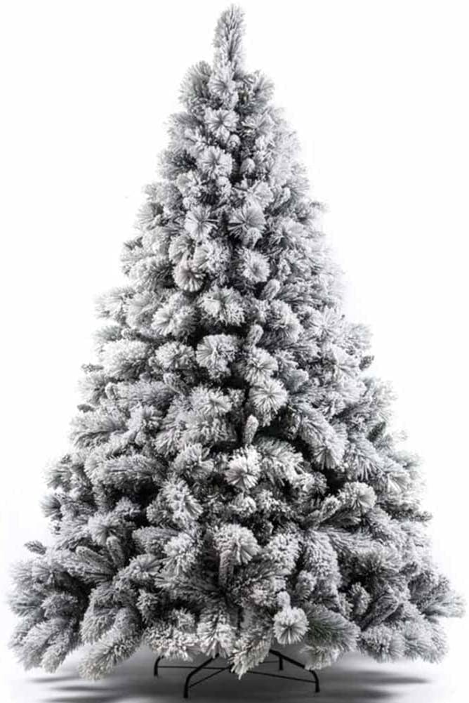 Albero di Natale innevato folto con base di pino verde e rami di alta qualità, montaggio facile