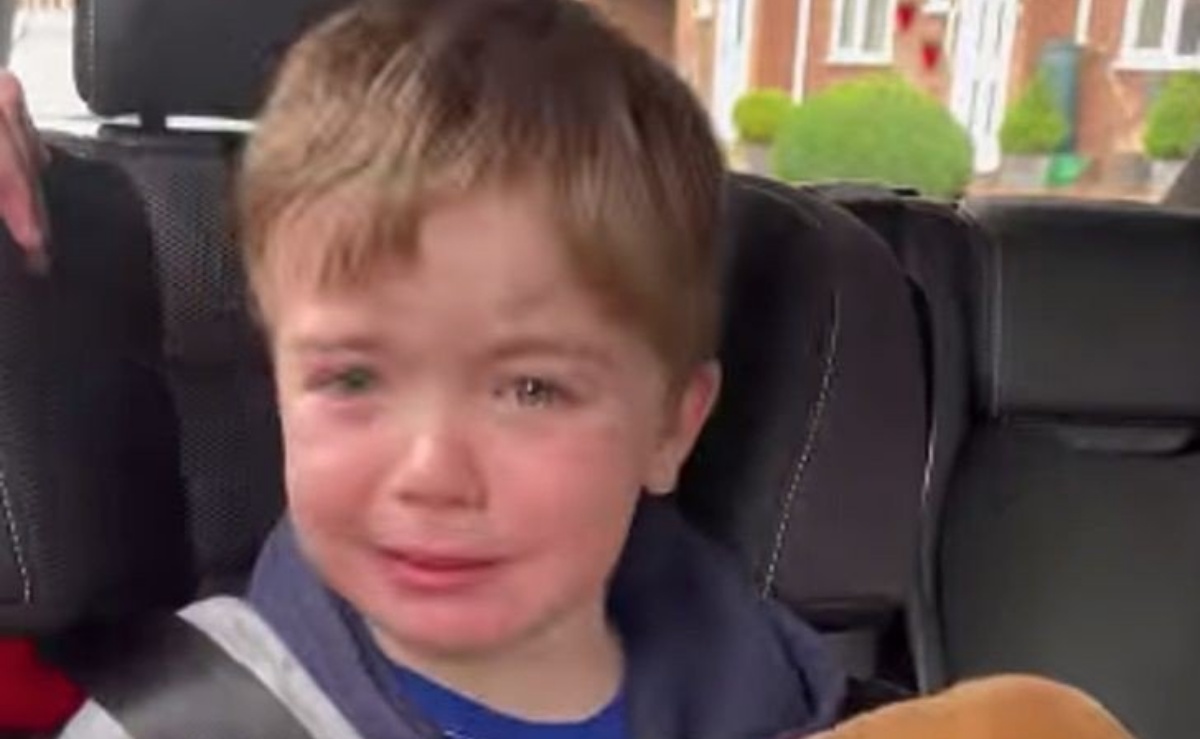 Bambino non riesce a trattenere le lacrime dinanzi la bellissima sorpresa dei suoi genitori