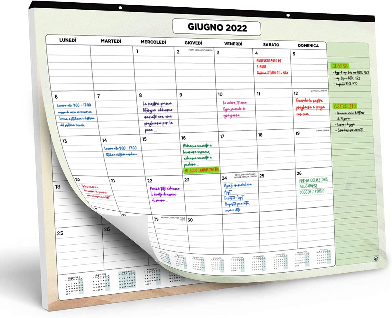 Calendario da Muro 2022 – Calendario da Scrivania Mensile, Luglio 2021 fino a Dicembre 2022 – Visualizzazione a un Mese