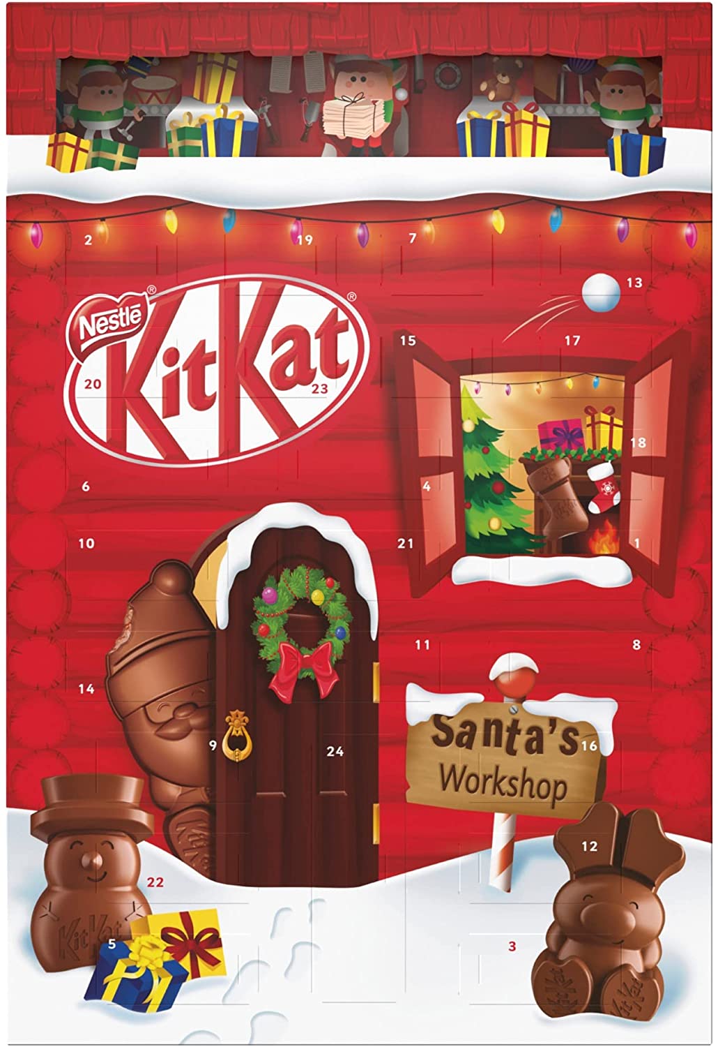 Calendario dell’Avvento KitKat con Snack di Cioccolato al Latte Ripieno e Cioccolatini al Latte