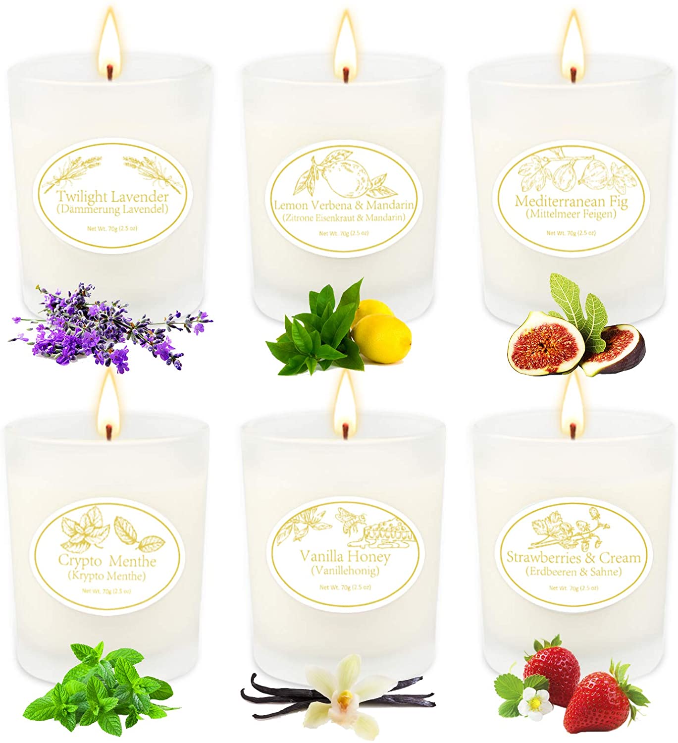 Candele profumate Set Regalo da 6 candele per alleviare lo stress e donare i benefici dell'aromaterapia