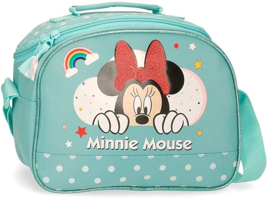 Disney Minnie Rainbow - Beauty case adattabile con tracolla, 25 x 19 x 10 cm