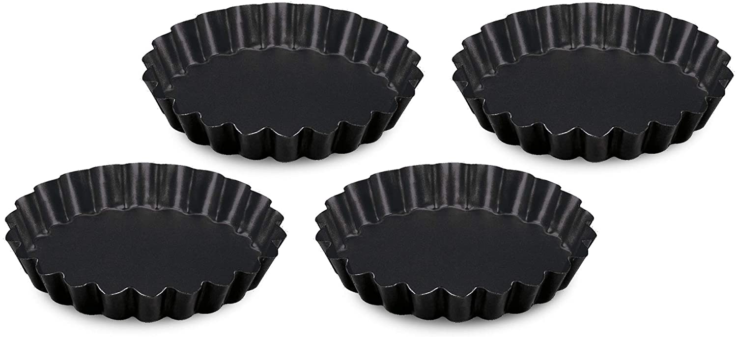 Formegolose 86204FG Set 4 crostatine, 12 cm, Nero