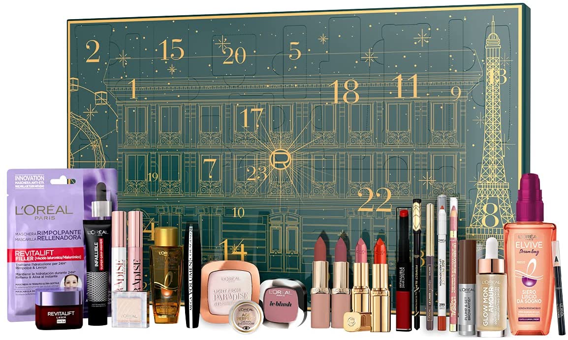 L'Oréal Paris Advent Calendar 2021, 24 Make-up, Face Care and Hair Care Products