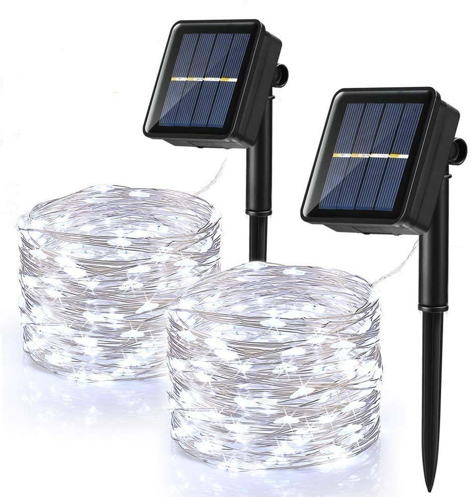 Luci solari da esterno BrizLabs, con 120 LED distribuiti su 12 metri, impermeabile con 8 modalità di illuminazione