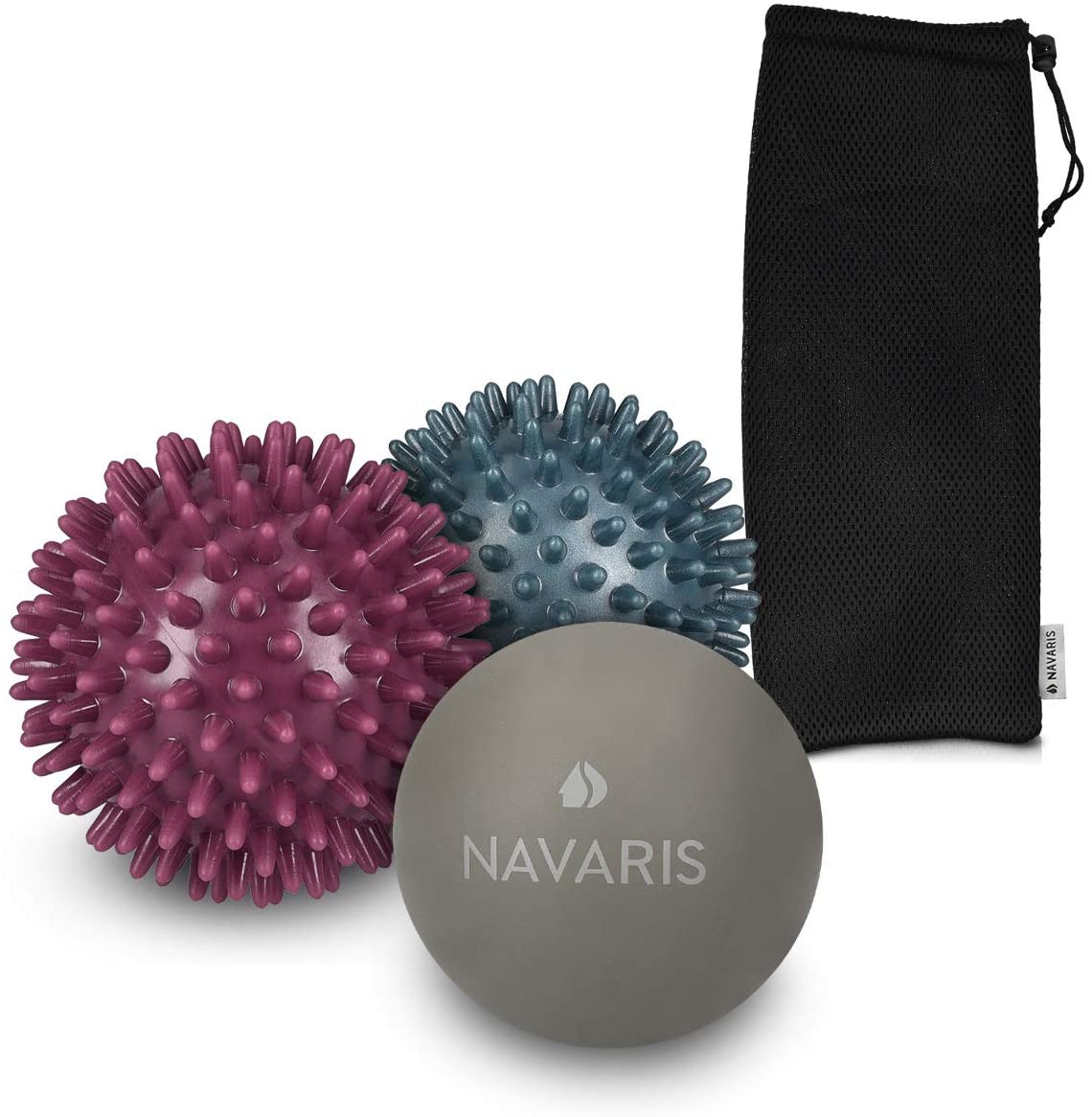 Navaris Sfere da massaggio 3 palline con due palline massaggianti per schiena, gambe e piedi