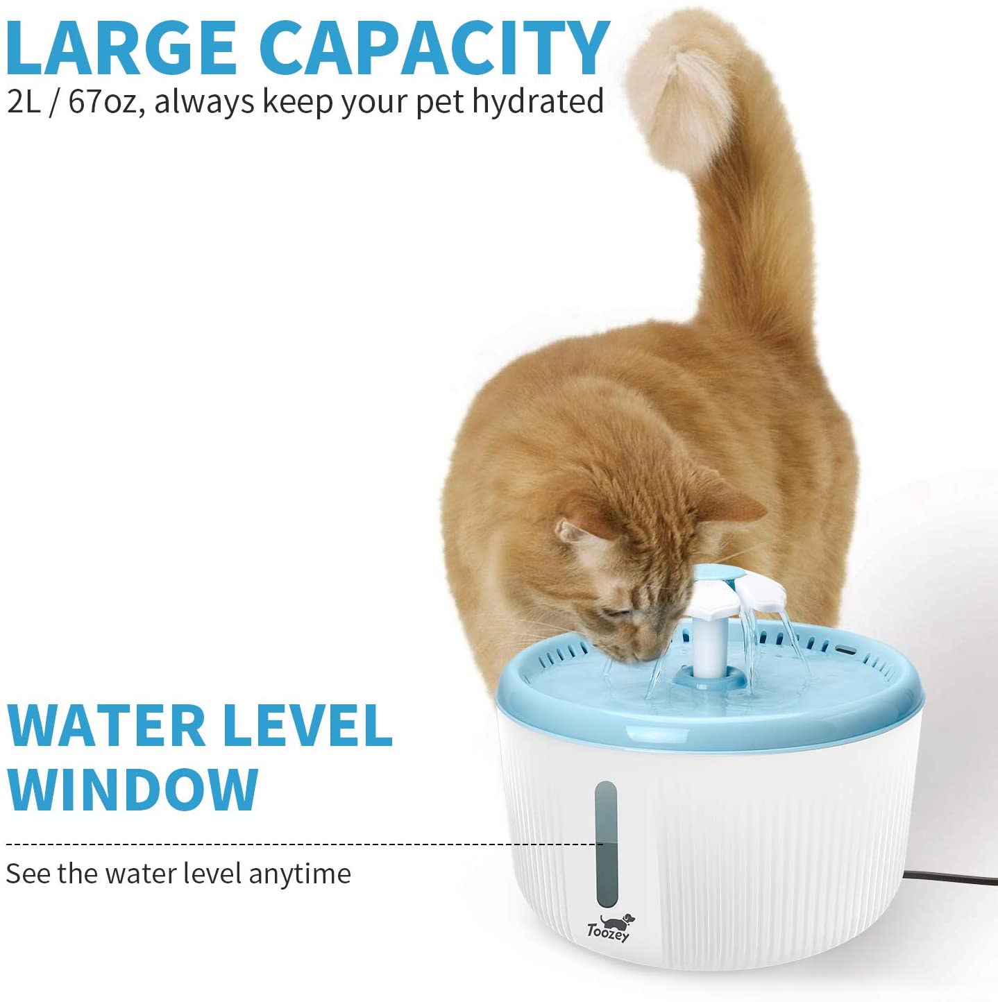 Toozey - Water fountain for cats, 2 l,