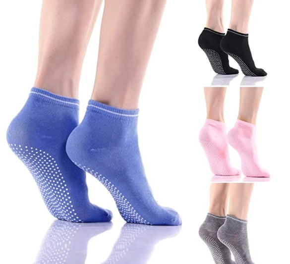 YYchan 8 pairs of non-slip women's socks for sports, in polyester cotton