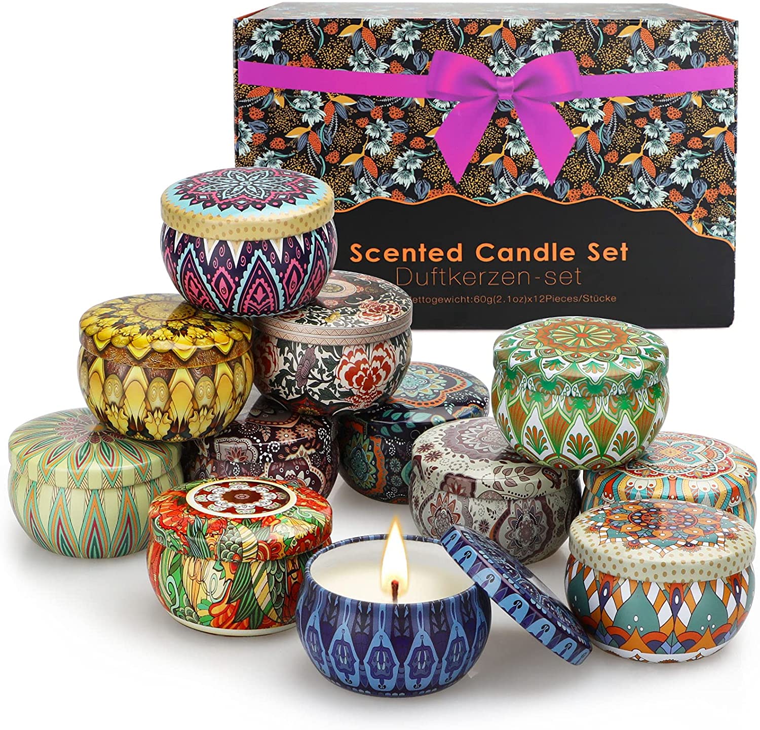 Yinuo Mirror Scented Canadle Set of 12 pieces of scented candles