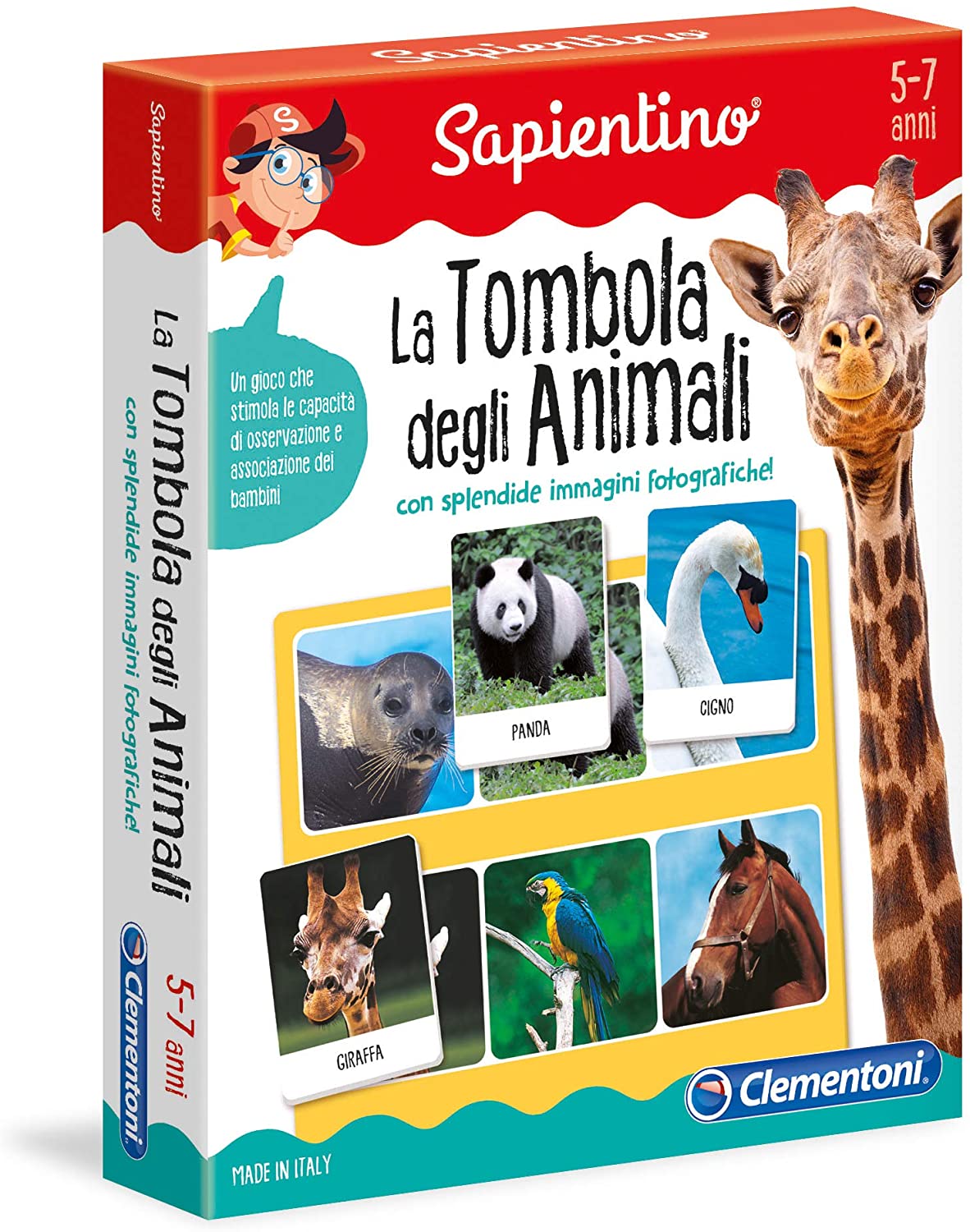 Clementoni - 12690 - Sapientino - La Tombola degli animali - gioco tombola con tessere illustrate - gioco educativo 5 anni - gioco da tavolo - Made in Italy