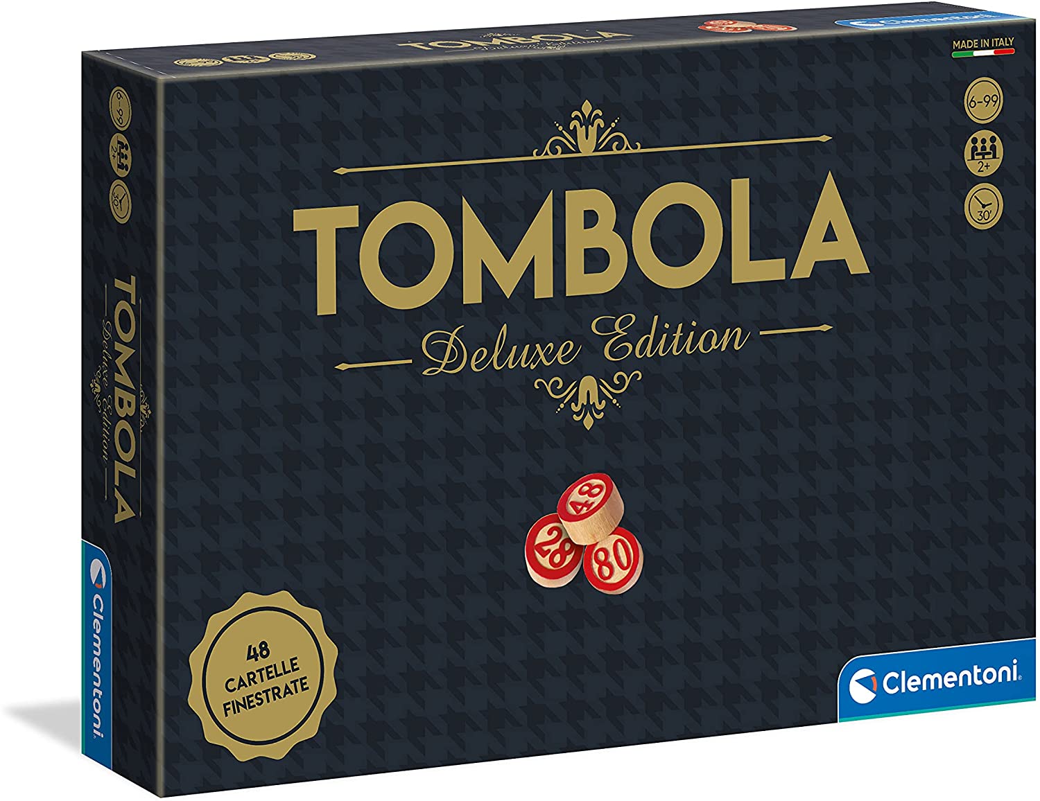 Clementoni - 16630 - Tombola edizione Deluxe, 48 cartelle - gioco da tavolo, gioco in scatola per tutta la famiglia