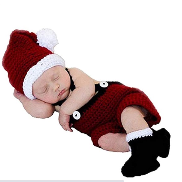 Costume all'uncinetto per neonato da Babbo Natale