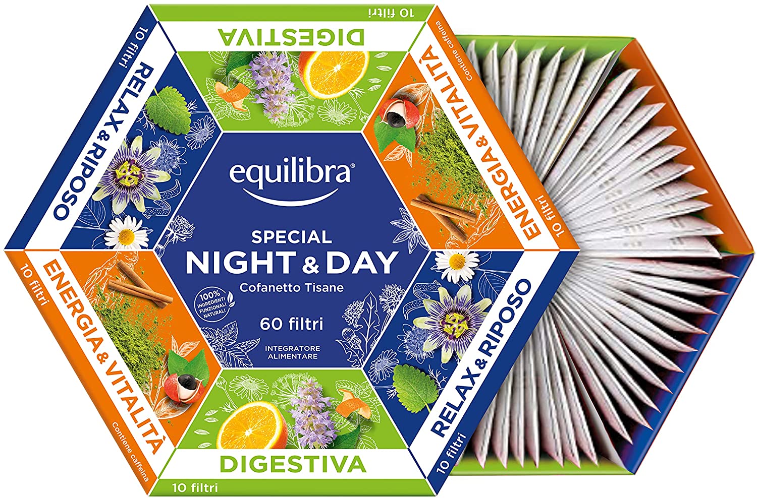 Equilibra Integratori Alimentari Tisane, Cofanetto Night & Day Tisane Collection, 100% Ingredienti Funzionali
