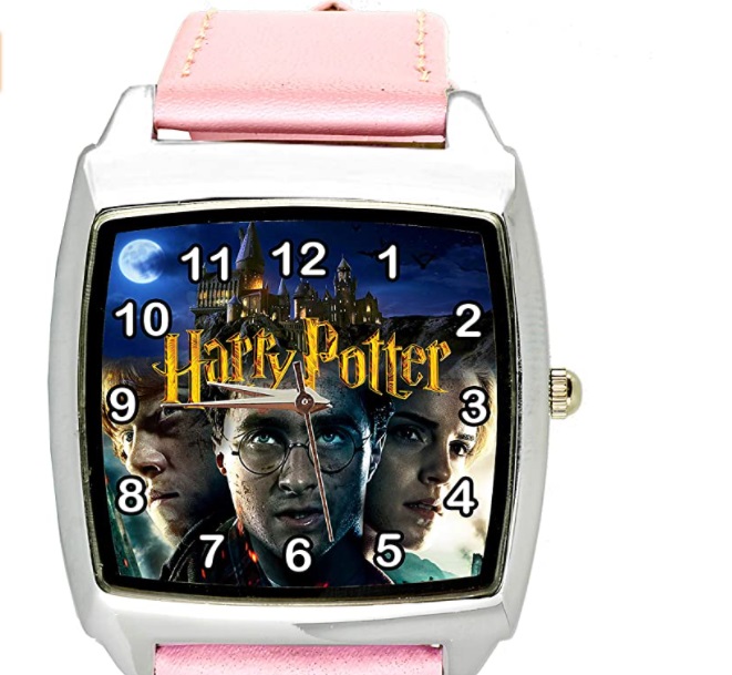 Harry Potter, orologio rosa in pelle quadrato