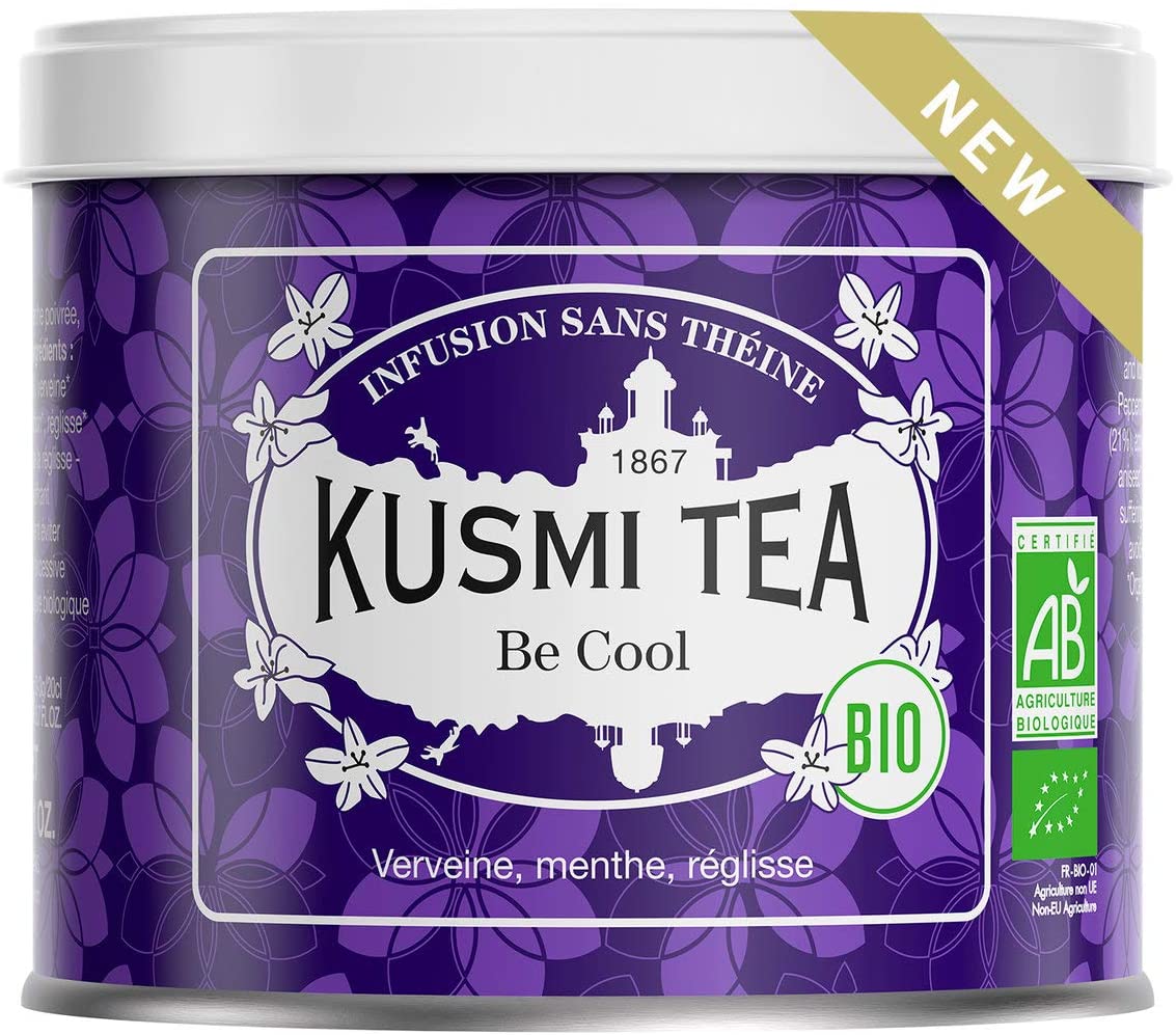 Kusmi Tea - Infuso Be Cool Bio - Mix di Piante, Menta piperita, Liquirizia e Mela - Tisana biologica, senza Teina, Sfusa