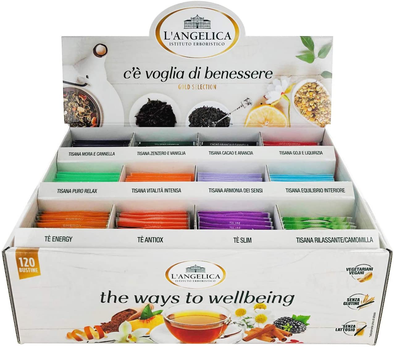 L'Angelica Cofanetto Tisane Calde, Box Con Tisane E Tè Assortiti, 120 Bustine, Assortito