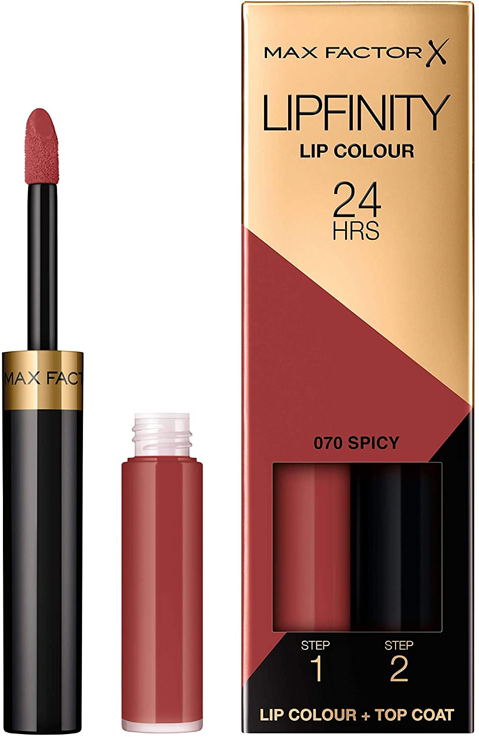 Max Factor Lipfinity Lip Color, Long Lasting Lipstick and Moisturizing Gloss with Two-Phase Application, Nuance 070 Spicy