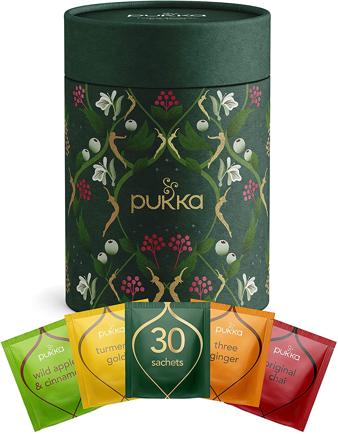 Pukka Herbs festive Collection, Confezione regalo Natalizia, 30 bustine tè e tisane assortite biologiche