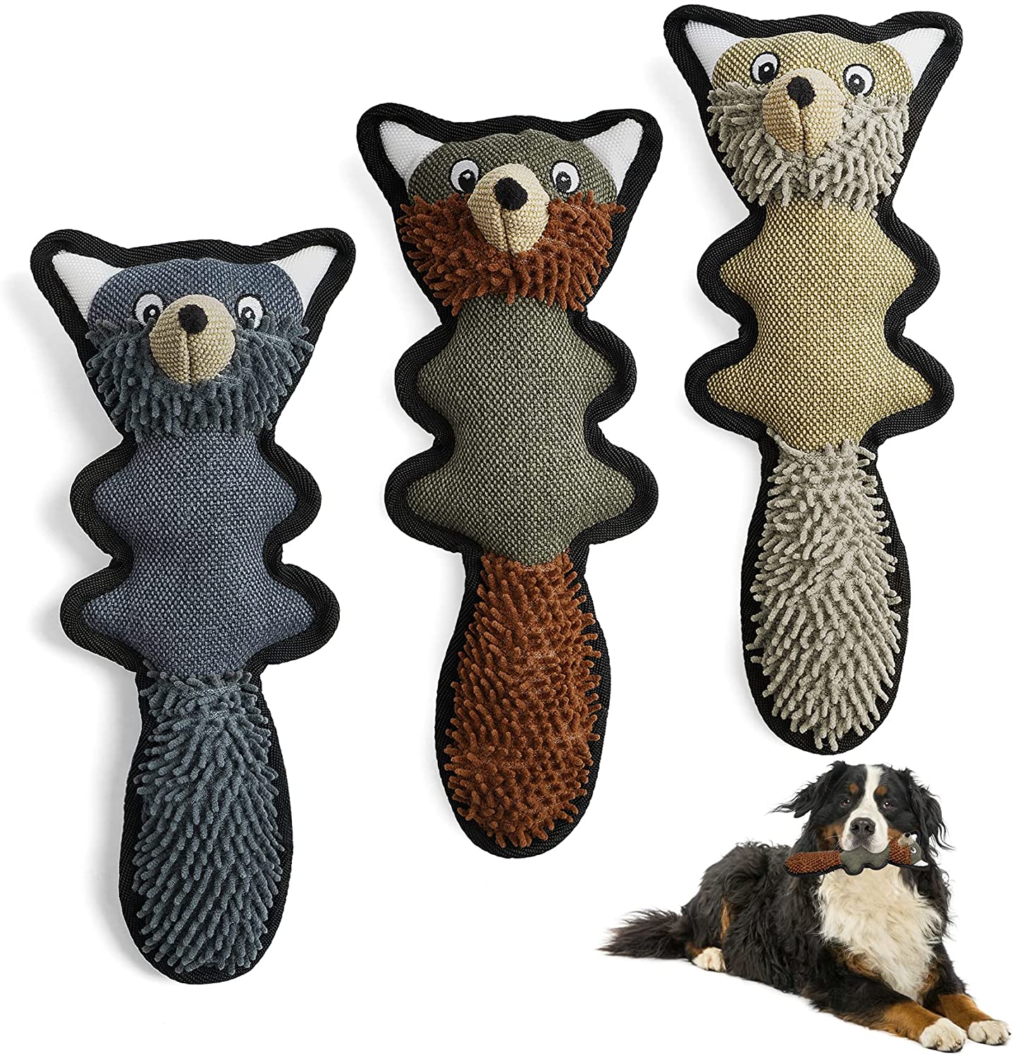 Toozey Dog toys, 3 pieces of durable natural cotton plush