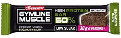 Enervit Protein Bar 50% box 25x60g.Gluten Free e Low Sugar, con 30 g di proteine gusto Brownie