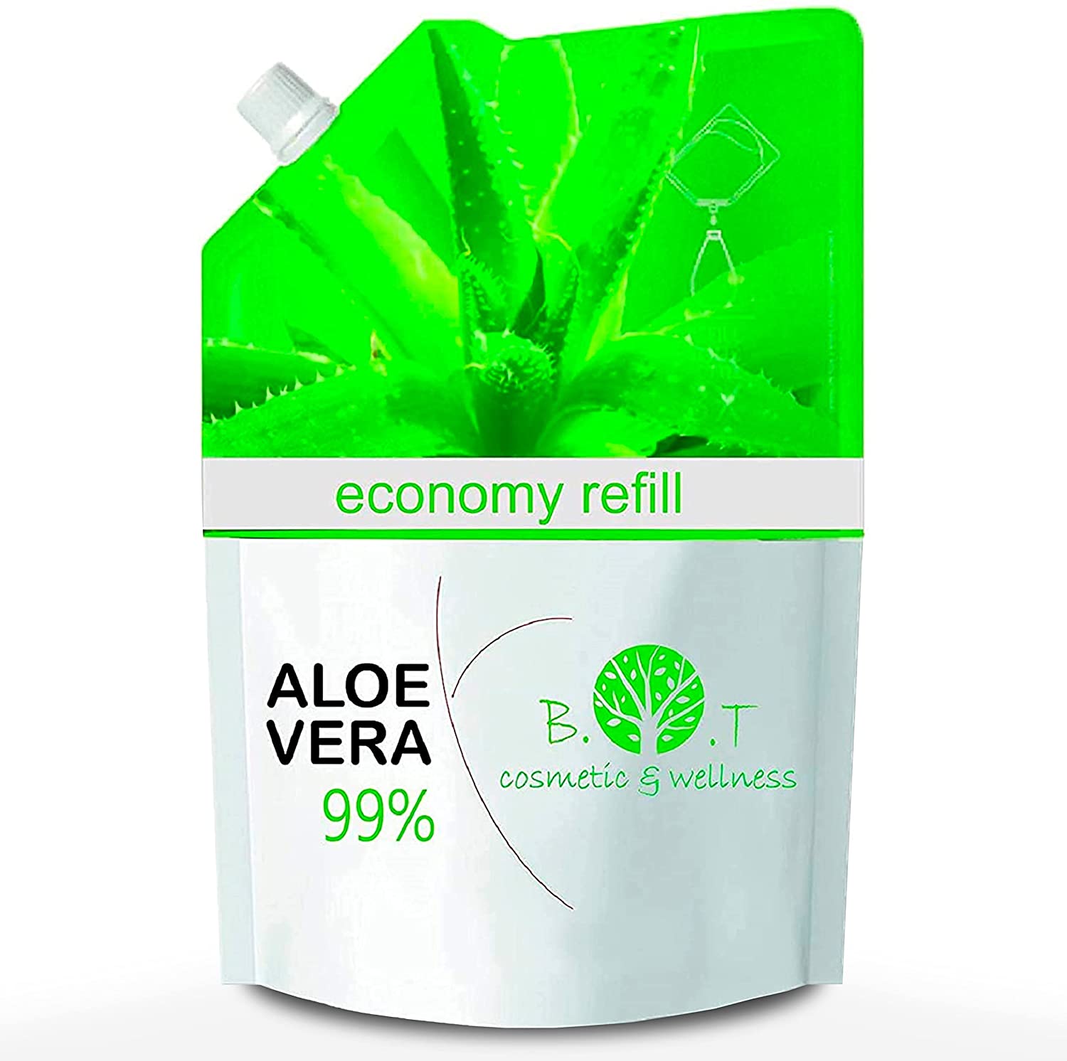 Fresh Aloe Vera Gel 99% REFILL 250 g.  After Sun, Antibacterial, Antiseptic, Moisturizing, Aftershave.  Helps in case of Itchy Scalp, Dandruff, Acne, Scars, Dry Skin
