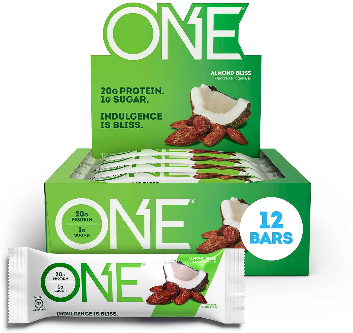 Ohyeah Nutrition One Almond Flavor - Pack of 12 Bars x 60 gr