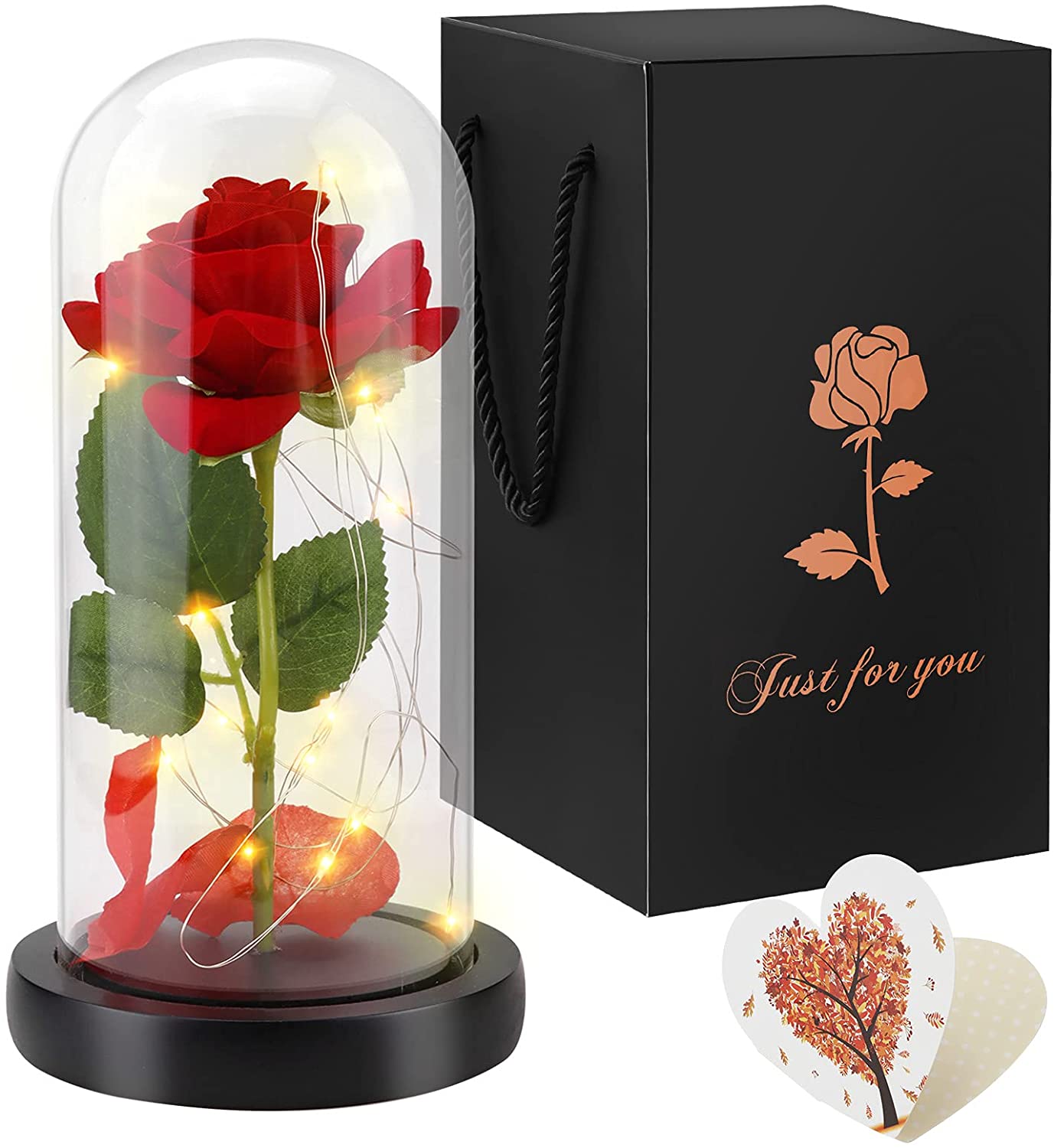 Rose Beauty and the Beast Pack with Glass Dome Light