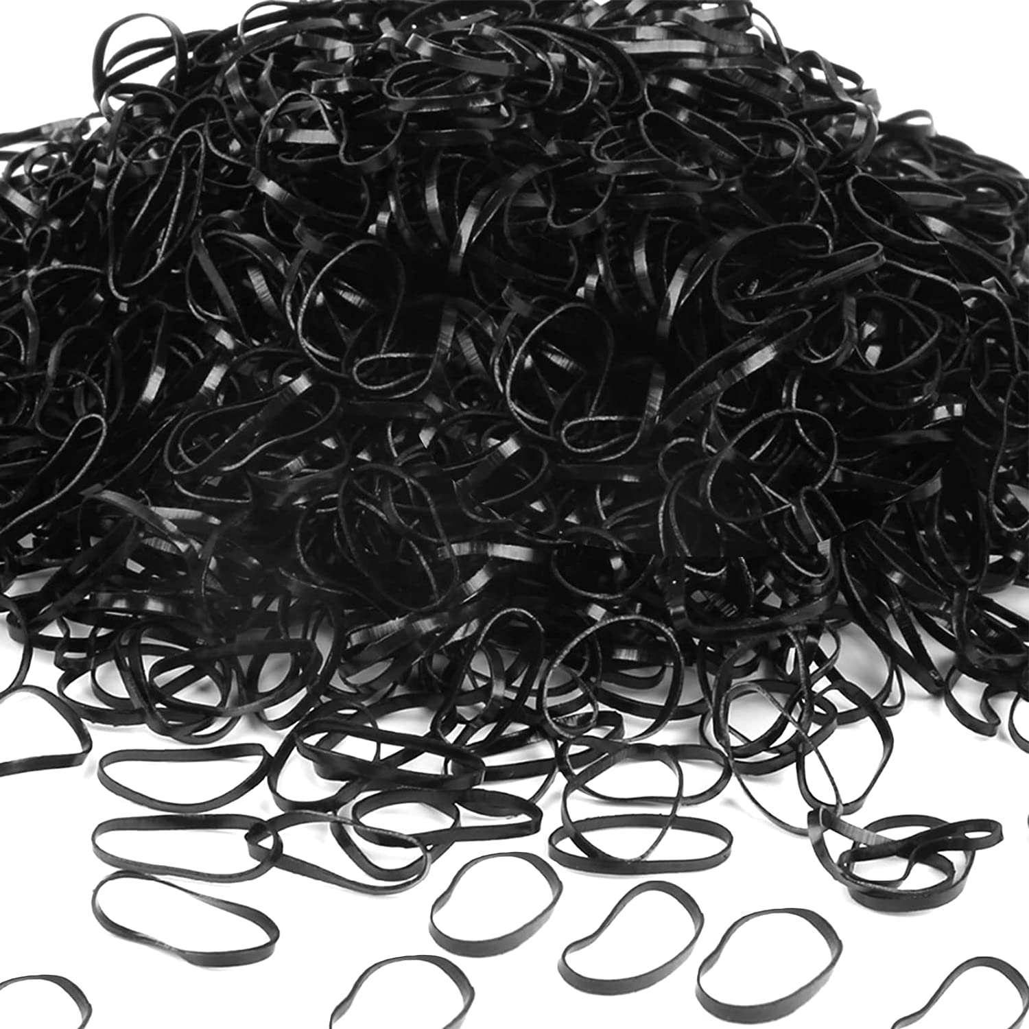 1100 mini elastici neri di gomma morbidi, ideali anche per i bambini, per trecce, treccine, code, acconciature da sposa e molto altro
