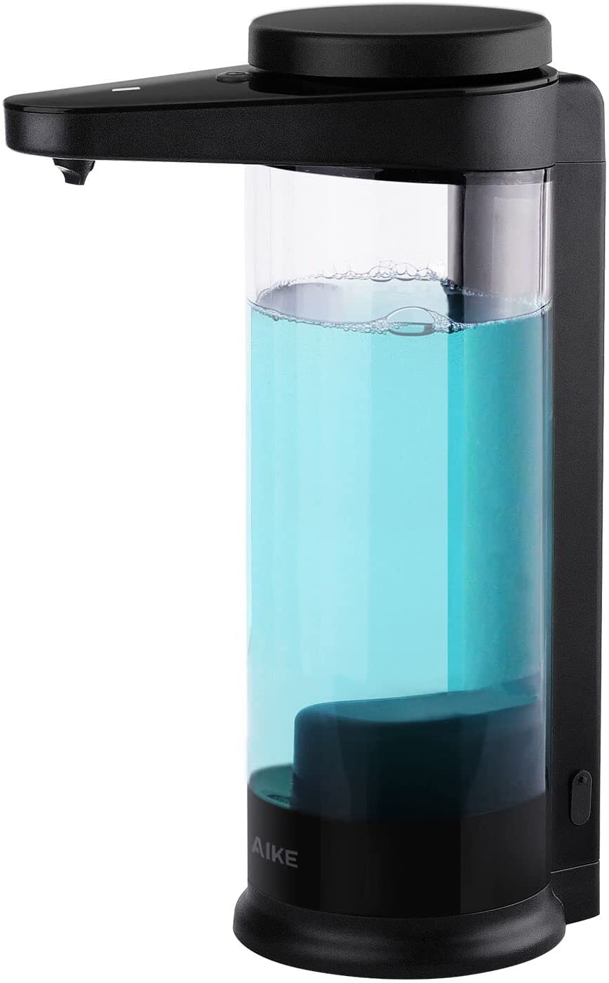AIKE 500ml Dispenser automatico di sapone liquido ricaricabile senza contatto da nero montabile a parete