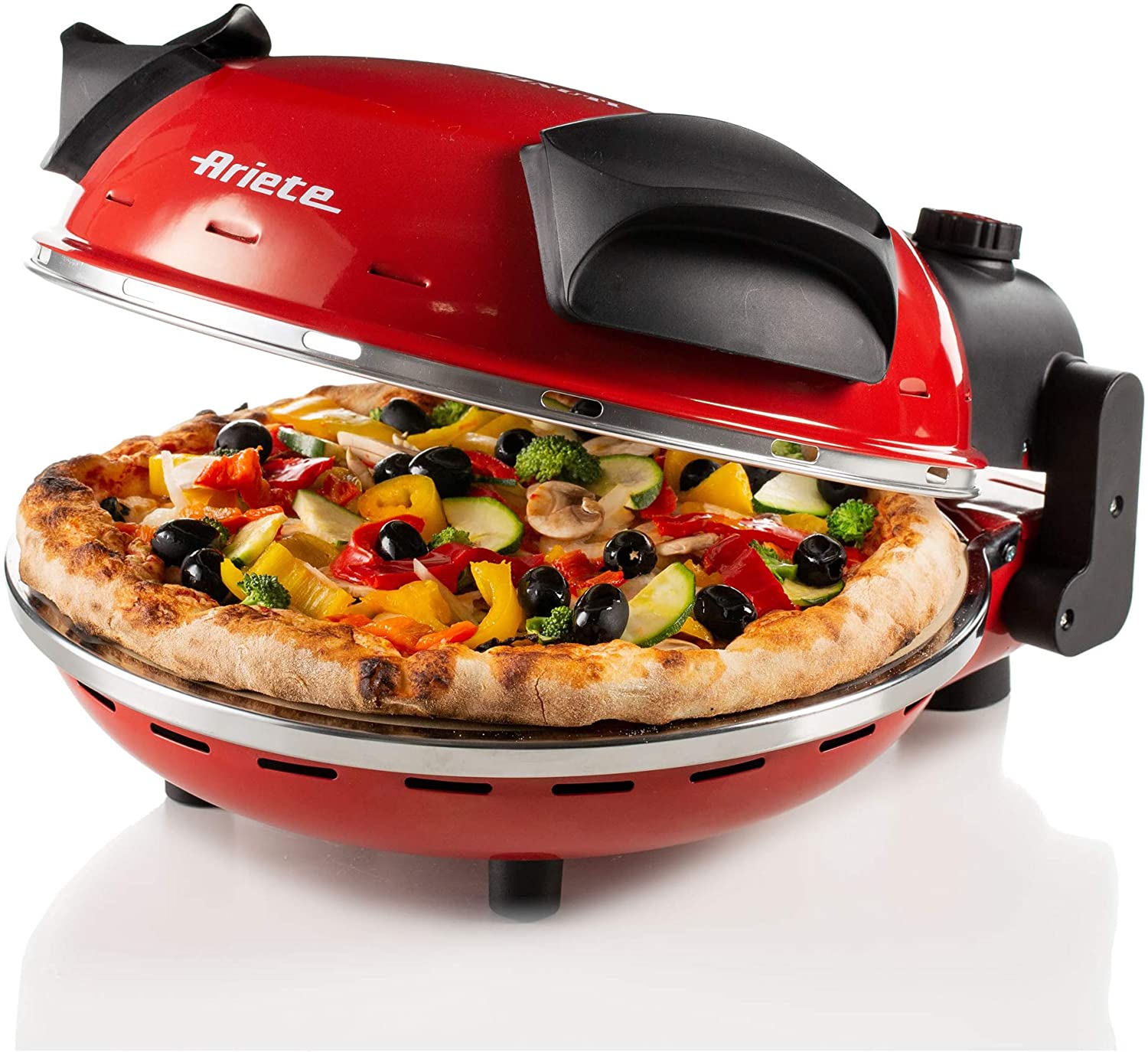 Ariete 909 Pizza 4' Minuti, Forno per pizza, 1200 W, 5 livelli di cottura, Temperatura Max 400°C, Rosso