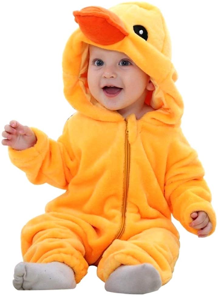 Duck Costume - Soft Plush - Fleece - Jumpsuit - Duckling Jumpsuit - Disguise - Carnival - Halloween - Baby Girl - Newborn Baby - Gift idea for Christmas and birthday - 0 - 6 months