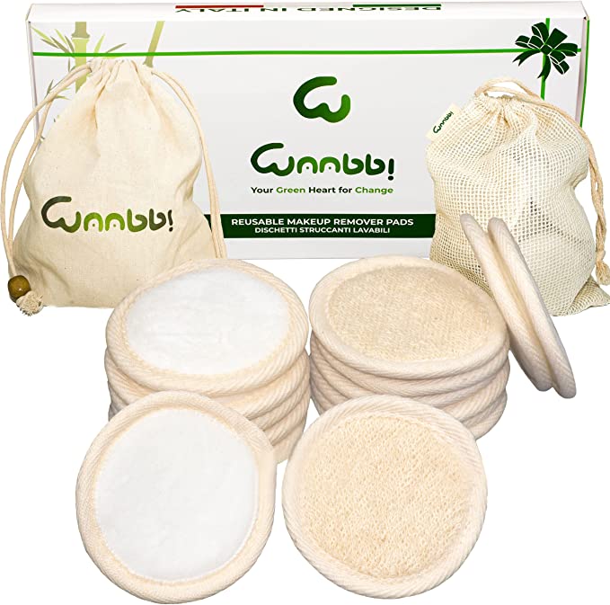 Bamboo Washable Make-up Remover Pads 16 Pieces Bamboo Fiber Make-up Remover Wipes Cotton Face Cleansing Scrub Sponges Make Up Zero Waste