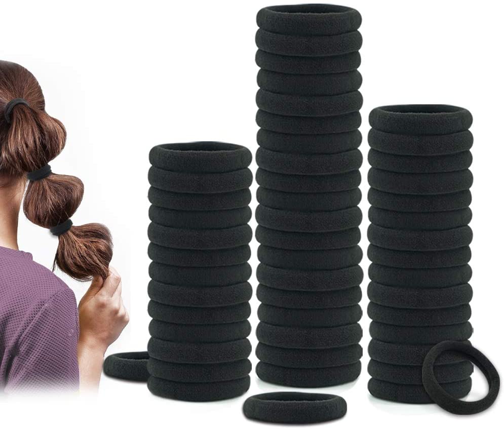 Dreamlover Elastici per Capelli, Elastici per Capelli Nero in Cotone, 50 Pezzi