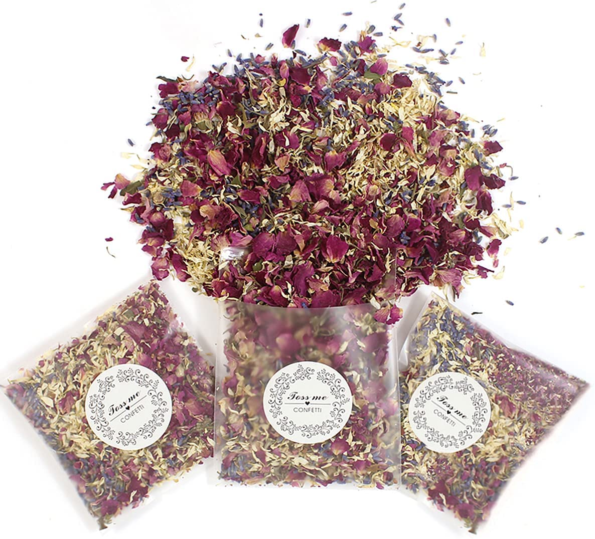 ECYC 12 Confezioni di coriandoli Nuziali Naturali Che lanciano Petali di Fiori secchi, coriandoli di Petali di Rosa biodegradabili Pop Decorazione della Festa Nuziale