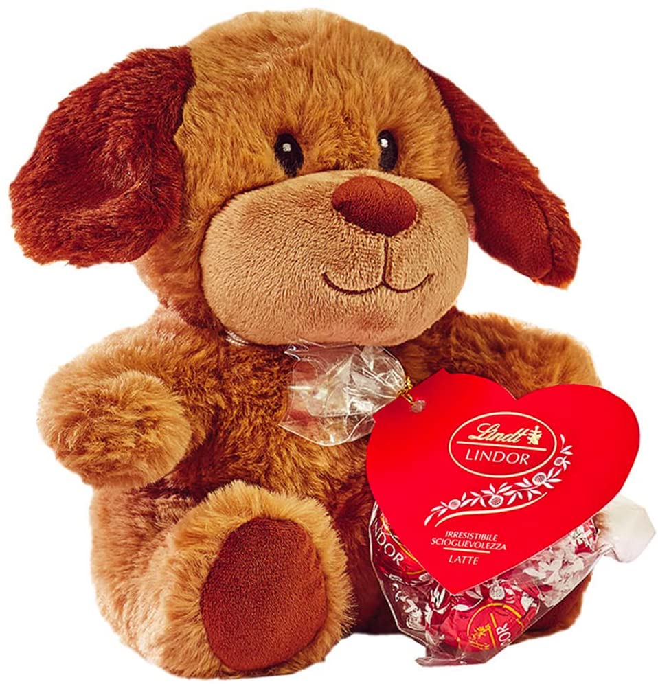 Lindt San Valentino Regalo Peluche Cucciolo con Cioccolatini Lindor al Cioccolato al Latte